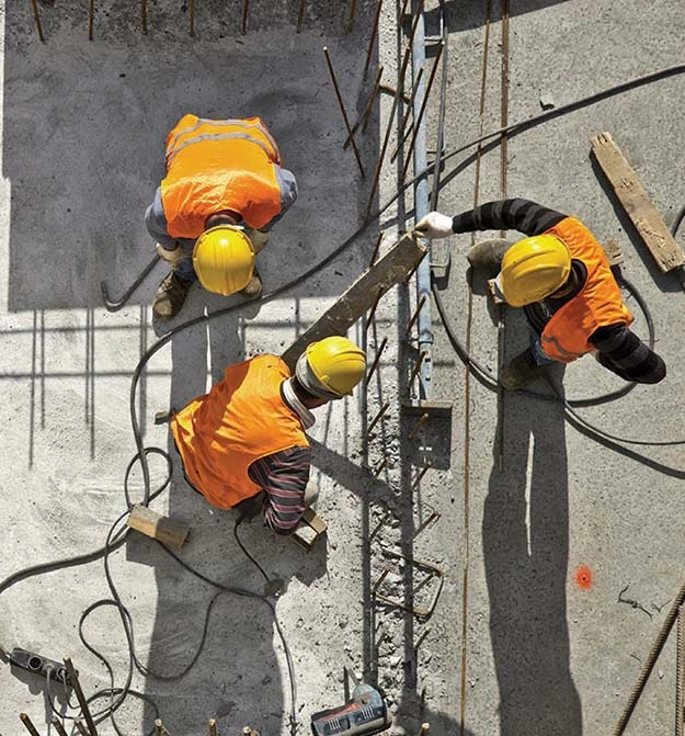 Construction workers on site