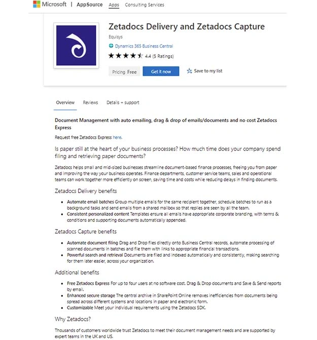Zetadocs Delivery and Zetadocs Capture Extension for Business Central on AppSource