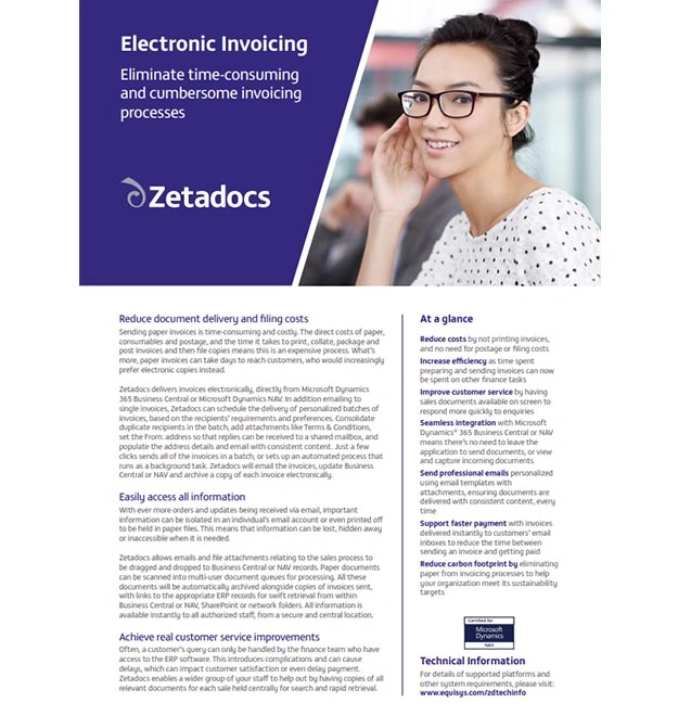 Zetadocs electronic invoicing datasheet