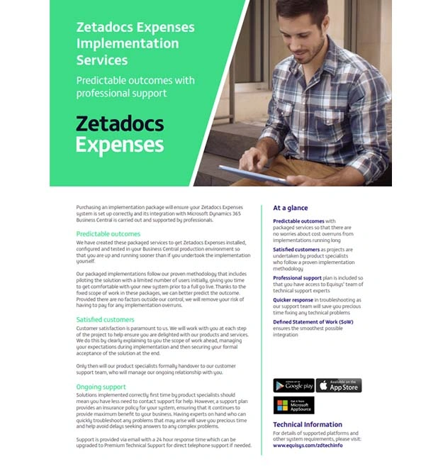 Zetadocs Expenses Implementation Services Datasheet