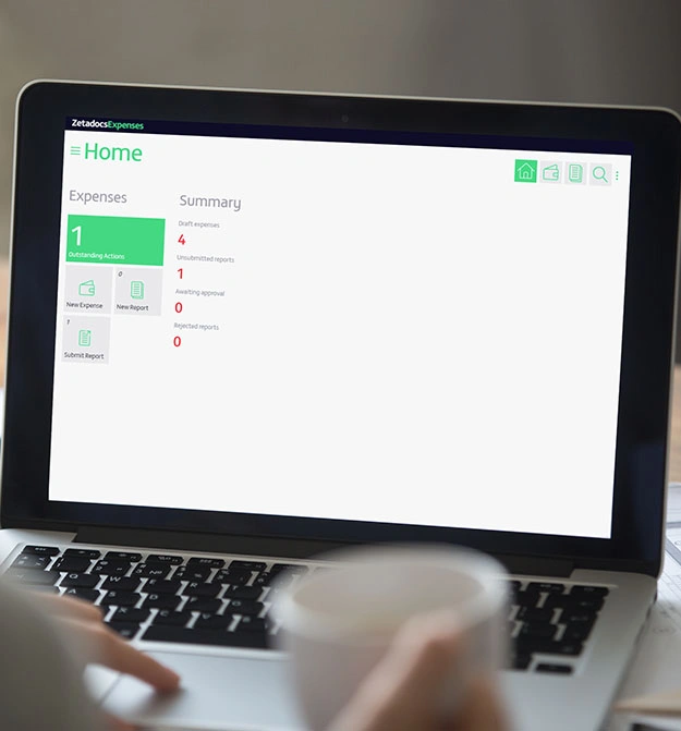 Zetadocs Expenses on laptop screen