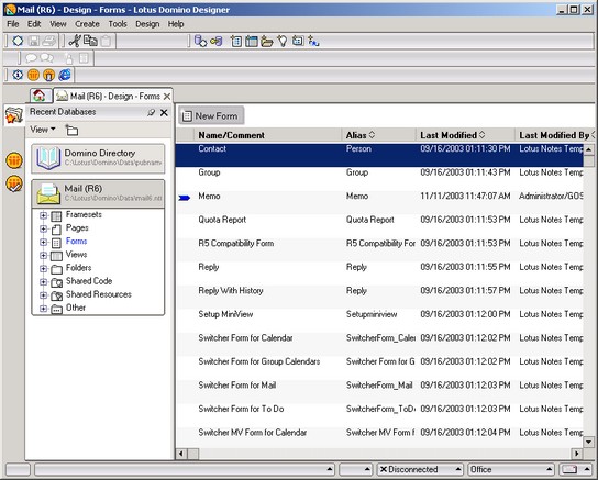 template for database